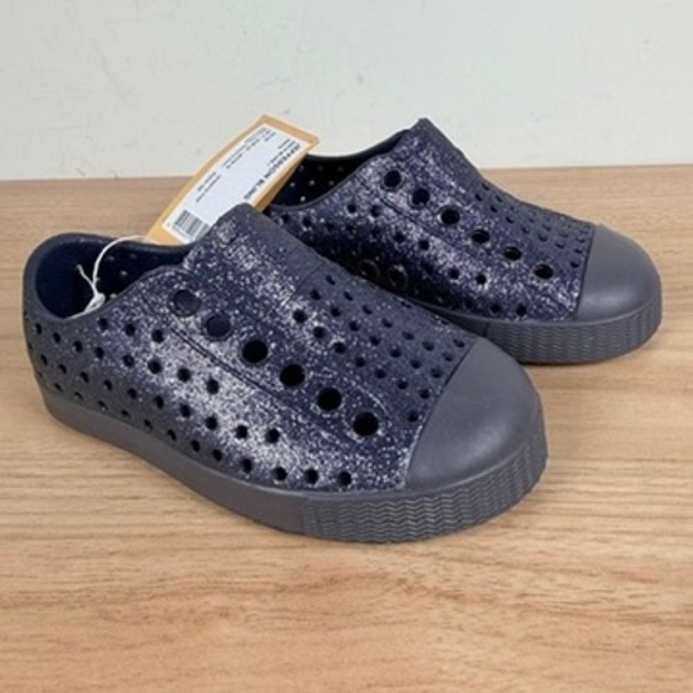 Native Jefferson Bling Shoes Toddler Slip On Shoes Sz C6 Onyx Bling Glitter NEW
